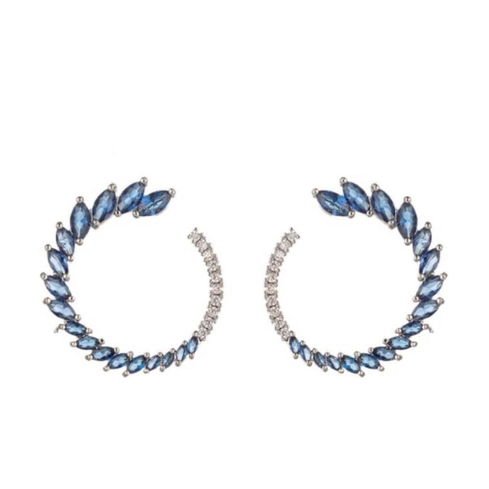 EYE CANDY LOS ANGELES Roman Graduated Dangle Earrings in Blue/Silver NEW